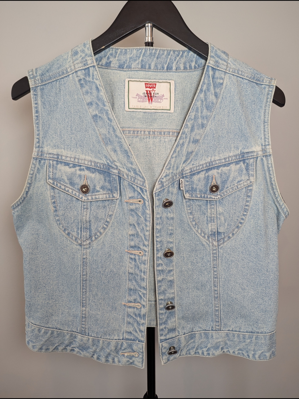 Levis Women's Size S Levis For Women's Y2K 1995 Denim Collarless Vest